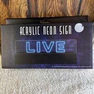 Acrylic LED Neon Sign “LIVE” Light – Room Decor, Desk Sign, Battery Powered NWB